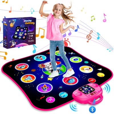 OMOZOMBB Gifts for 7 Year Old Girl Toys Age 6-8 Electronic Dance Pad with Light-up 8 Button Bluetooth Music Dance Mat with 5 Game Modes Birthday Toys Gifts for 3 4 5 6 7 8 9 10+ Year Old Girls Pink