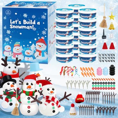 18Pack Build Snowman Kit,Stocking Stuffers for Kids,Christmas Crafts For Kids DIY,Christmas Craft Gifts with Air-Dry Modeling Clay, Creative Toys for Christmas Games & Holiday Fun for Boys Girls
