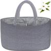 ABenkle X-Large Diaper Caddy Organizer, Cotton Rope Nursery Baby Basket, Changing Table Organizer for Baby Diaper Storage, Grey Boho Rustic view 1