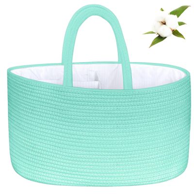 ABenkle X-Large Diaper Caddy Organizer, Boho Rustic Cotton Rope Nursery Baby Basket, Changing Table Organizer for Baby Diaper Storage and Baby Shower