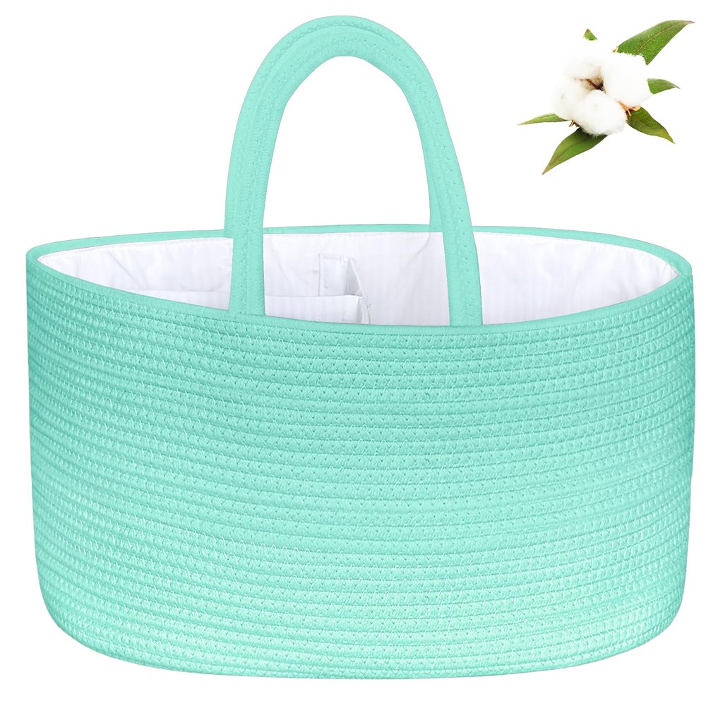 ABenkle X-Large Diaper Caddy Organizer, Boho Rustic Cotton Rope Nursery Baby Basket, Changing Table Organizer for Baby Diaper Storage and Baby Shower