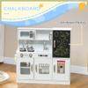 Qaba Kids Kitchen Playset - Pretend Play Toy Kitchen with Phone, Chalkboard, Towel Rack, Ice Maker, 5 Accessories, Storage Space, Microwave & Sink - Gift for 3-8 Years, White view 3