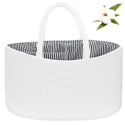 ABenkle X-Large Diaper Caddy Organizer - Cotton Rope Nursery Storage Basket for Baby Essentials, Boys & Girls Shower Gift, Changing Table Organizer