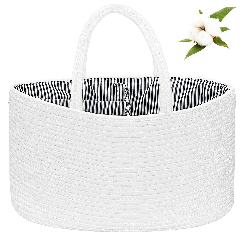 ABenkle X-Large Diaper Caddy Organizer - Cotton Rope Nursery Storage Basket for Baby Essentials, Boys & Girls Shower Gift, Changing Table Organizer