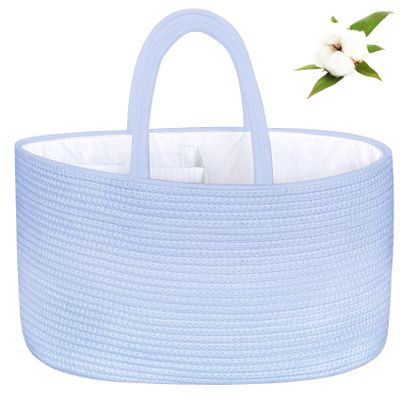 ABenkle X-Large Diaper Caddy Organizer, Boho Rustic Cotton Rope Nursery Baby Basket, Changing Table Organizer for Baby Diaper Storage and Baby Shower