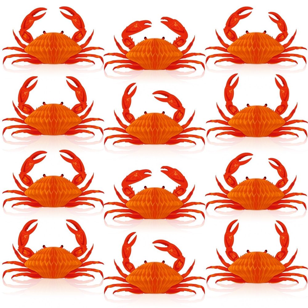 12Pcs Crab Party Decorations Crab Lobster Honeycomb Centerpiece Lobster Decor for Table Summer Sea Animal Beach Baby Shower Birthday Party Supplies