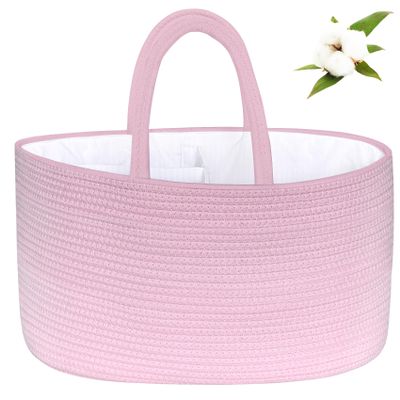 ABenkle X-Large Diaper Caddy Organizer - Cotton Rope Nursery Storage Basket for Baby Essentials, Boys & Girls Shower Gift, Changing Table Organizer
