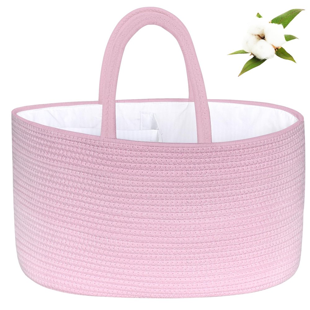 ABenkle X-Large Diaper Caddy Organizer - Cotton Rope Nursery Storage Basket for Baby Essentials, Boys & Girls Shower Gift, Changing Table Organizer