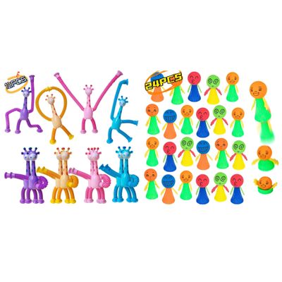 12 Pcs Telescopic Suction Cup Giraffe Toy+24Pcs Jumping Spring Popper Toys Party Favors for Kids- Return Gifts-Goodie Bags Stuffers-Classroom Prizes-Birthday Party Games & Prizes