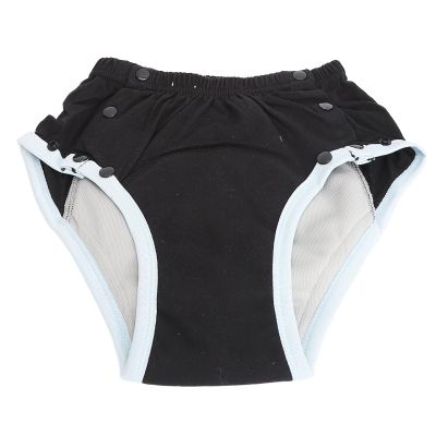 Washable Adult Diaper Leakproof Comfortable Pure Cotton Adult Incontinence Cloth Diaper Black (M)