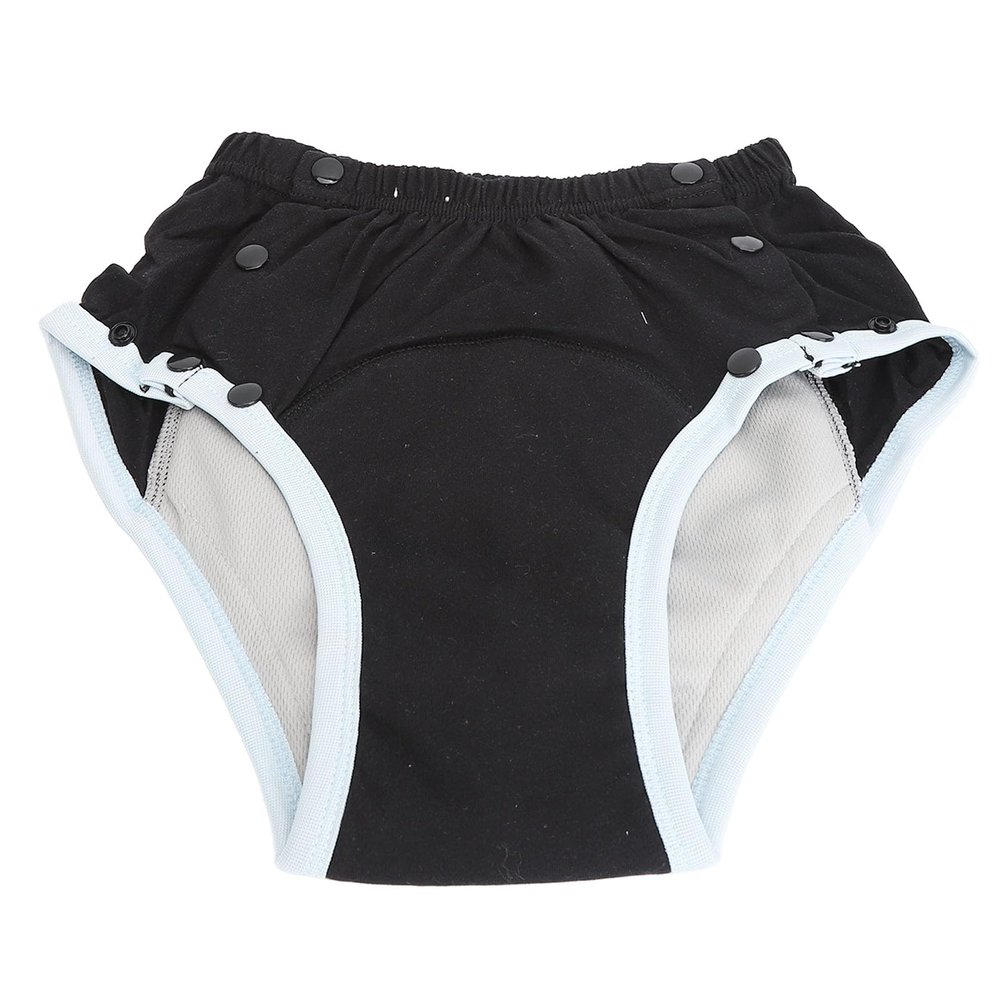 Washable Adult Diaper Leakproof Comfortable Pure Cotton Adult Incontinence Cloth Diaper Black (M)