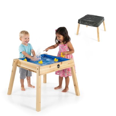 Plum Wooden Sand and Water Table with Cover - Toddler Sensory Toys, Summer Outdoor Games for Kids, Backyard Build & Splash Activity, Sturdy Sandbox Playset, Weatherproof, Easy to Clean, Age 2+ Years