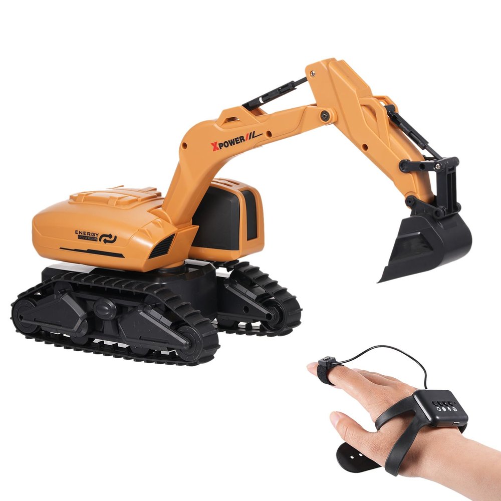 Dodoore Remote Control Excavator, 2.4GHz 1/12 Scale Gesture Sensing RC Excavator with 360 Rotating Worktable Automatic Demonstration, Programming 10 Actions Construction Vehicles for Adults