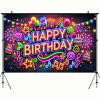 BlissYard Neon Birthday Party Banner 71x43 Inch Decoration for Photography Background Happy Birthday Party Backdrop view 2