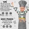 Kid Apron and Chef Hat Set - R HORSE 2Pcs Adjustable Children Gray Kitchen Apron, Dress up Role Play Chef Toy Cooking Baking Painting and Training Kits Kid Funny Cooking Birthday Gift for Kids view 3