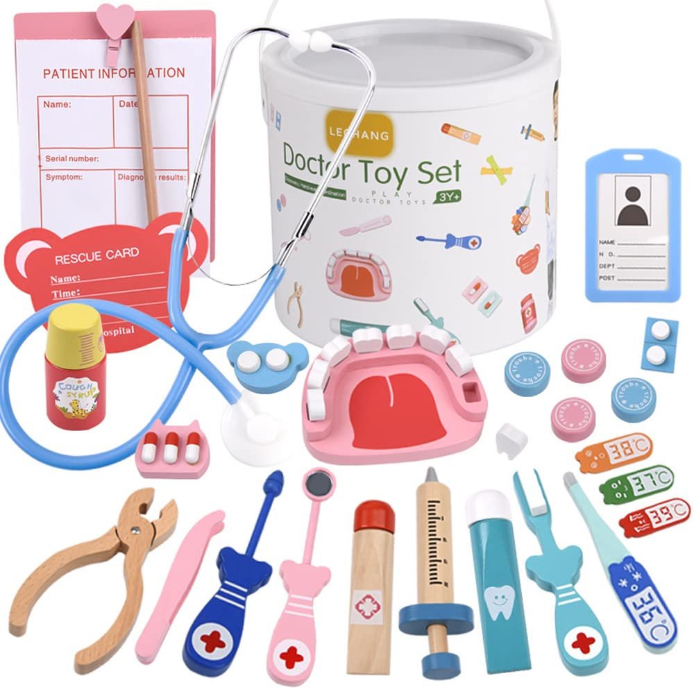 Professional Doctor Kiteducational Set for Kids with Stethoscope Thermometer Includes Storage Bucket (General Practitioner)