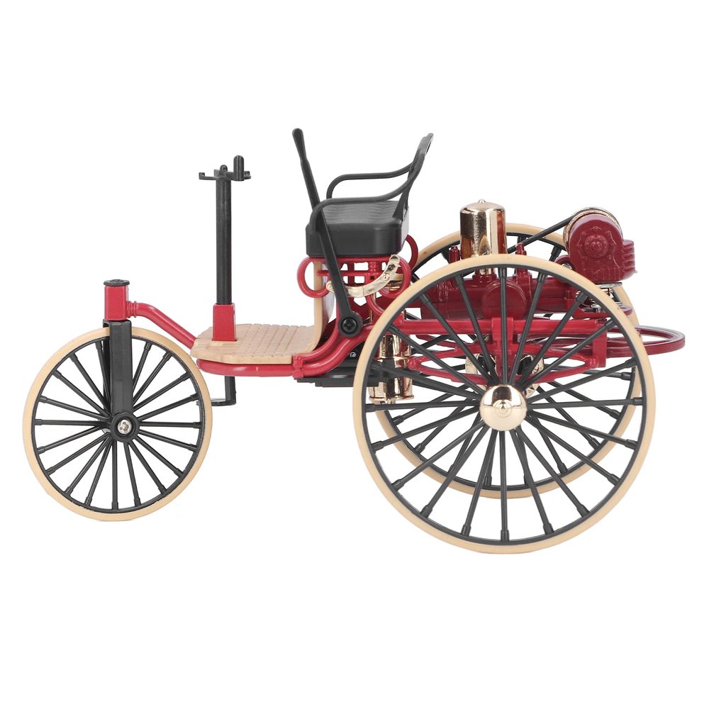 JTLB 1:12 Scale Retro Tricycle Ornament, Alloy Model Decoration with High Simulation for Kids Over 3 Years Old, Home Decor, Ideal Model Collectors, Birthdays (Red)