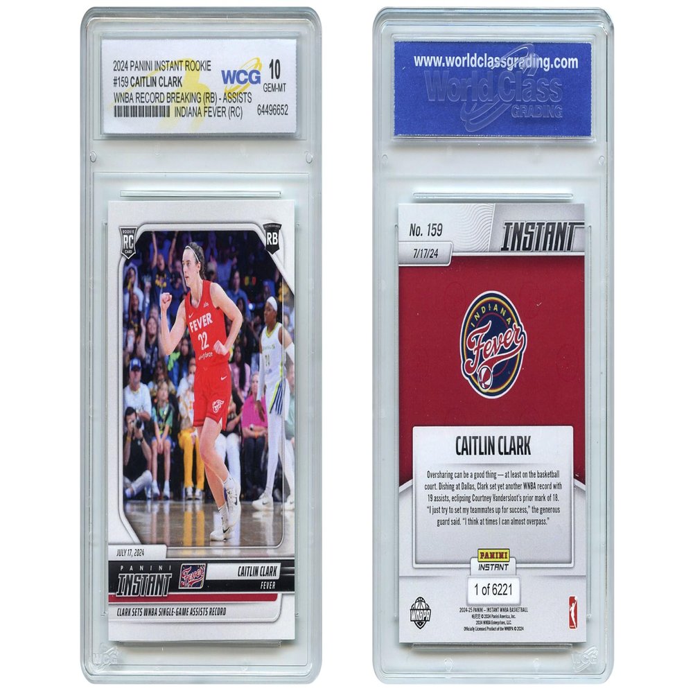 2024 Panini Instant Caitlin Clark WNBA Record Breaking (RB) Assists Indiana Fever #159 Rookie Card (RC) - Certified GEM Mint 10