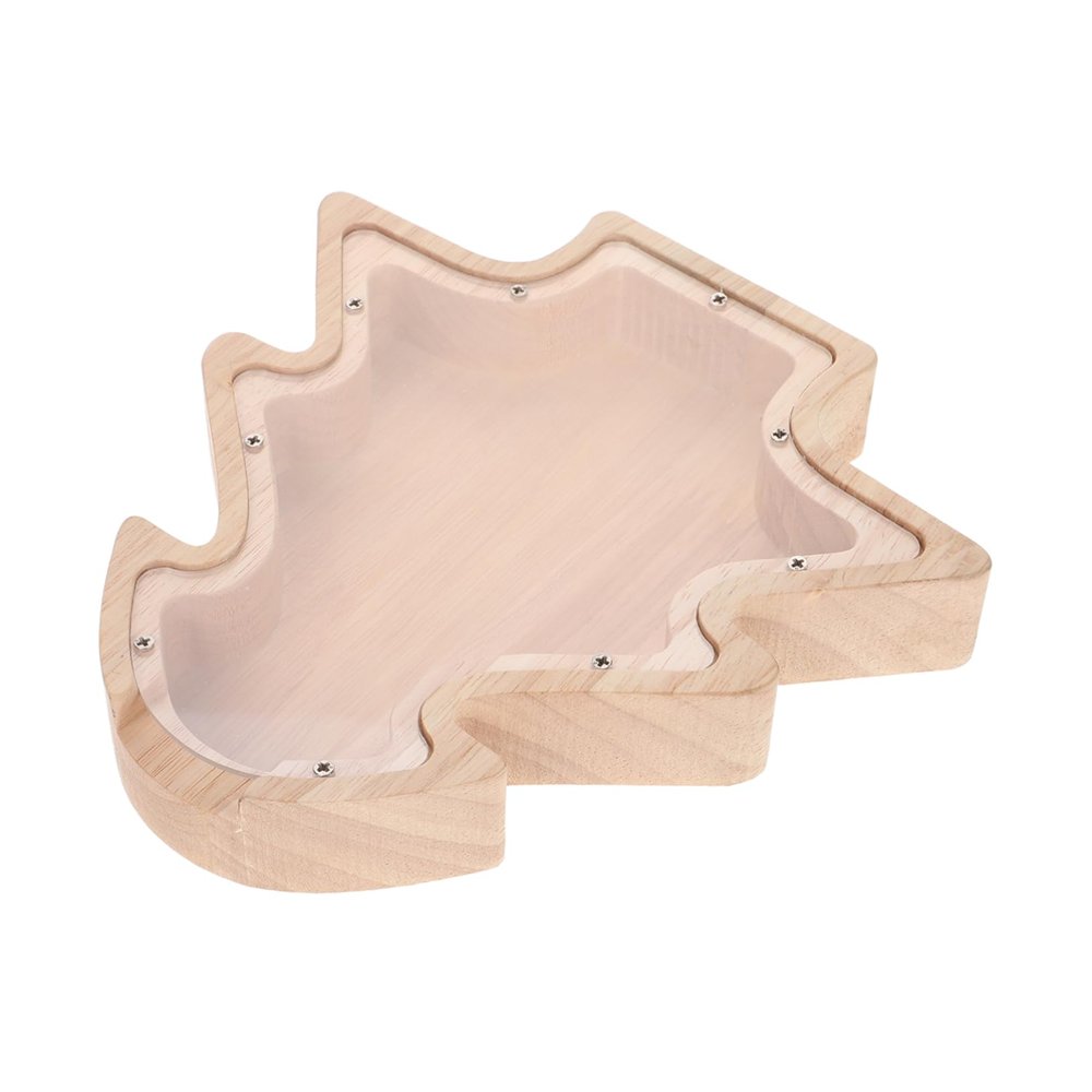 Abaodam Wooden Christmas Tree Piggy Bank Rustic Storage for Boys and Girls Unbreakable Cash Shadow Box for Holiday Savings Creative for Boys and Girls