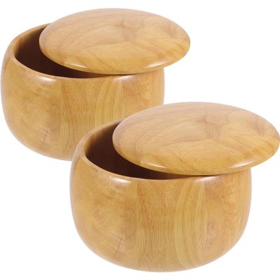 FAVOMOTO 2PCS Go Chess Storage Bowl with Lid, Solid Jar Lid Chess Can Game Pieces Holder Game Stone Storage Can for Organizing Go Stones