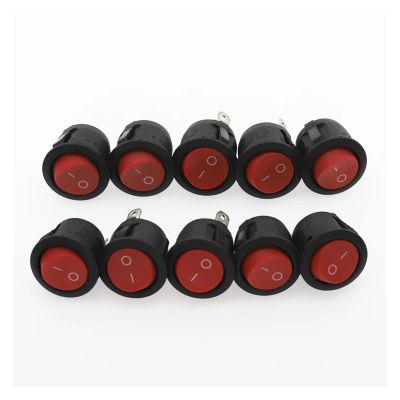 POWTAXBJGD 10Pcs 20mm ON/Off Round Rocker Toggle Switch 6A/250VAC 10A 125VAC Push Button Switch Red Black White(Red)