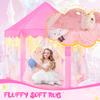 CUBNBUD Princess Tent with Lights and Rug, Playhouse for Girls Age 4-7, Kids Play Tent for Girls Indoor, Castle Playhouse for Toddlers, Pink Princess Toy 55x53 inch view 2