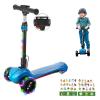 3 Wheel Electric Scooter for Kids Ages 3-8, LCD Display, Colorful Lights, Reliable Thumb Throttle, 3 Adjustable Height, 5Mph Safe Speed and Long Range, Foldable Kids Electric Scooter (Blue) view 1