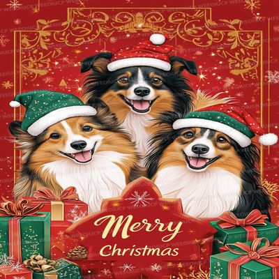 Wooden Jigsaw Puzzle Christmas Begins with Rough Collie - 1000 Pieces for Adults and Kids Brain Teaser Game, Home Decor, and Gift
