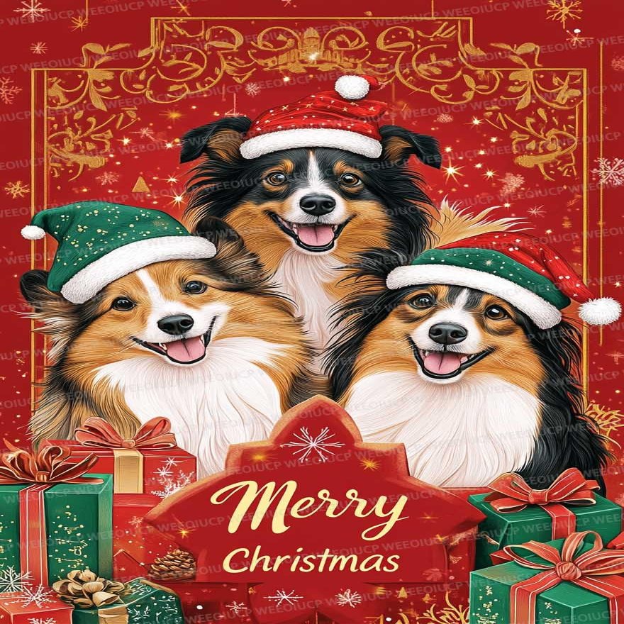 Wooden Jigsaw Puzzle Christmas Begins with Rough Collie - 1000 Pieces for Adults and Kids Brain Teaser Game, Home Decor, and Gift