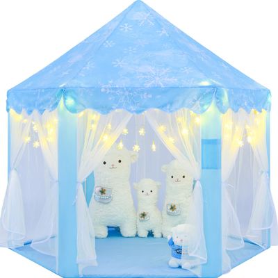 CUBNBUD Frozen Tent for Girls Age 4-7, Princess with Snowflake Lights, Kids Play Tent for Girls Indoor, Princess Castle Playhouse for Toddlers, Blue Frozen Toy 55x53 inch