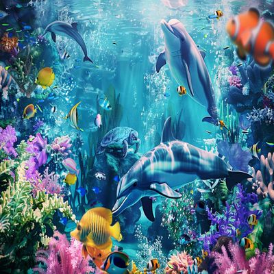 1000 Adult Puzzles, Underwater World, Dolphin and Clownfish Adult Landscape Puzzles, Gifts for Puzzle Enthusiasts