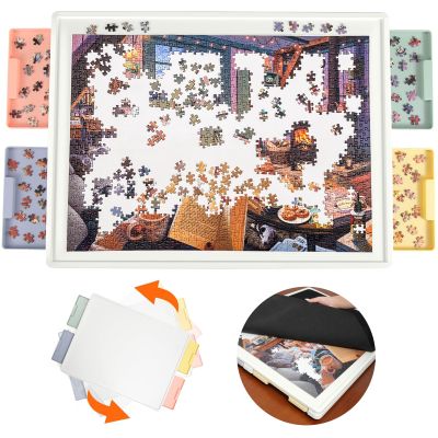 Playboda 1000 Pieces Rotating Plastic Puzzle Board with Drawers and Cover, 30"x22" Portable Spinning Jigsaw Puzzle Table for Adults, Upgraded Lazy Susan, Ideal Gift for Mum