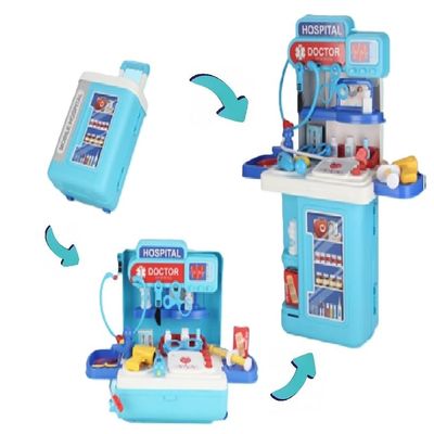 Serena & Jewel Doctor Kit for Pretend Medical Station Set for Kids, 2-in-1 Playset, Doctor Kit with Standing Table and Trolley for Girls Boys