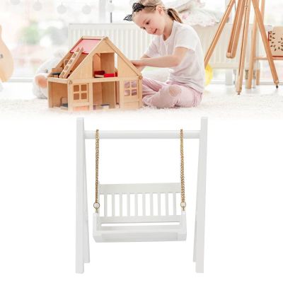 1/12 Miniature Wooden Dollhouse Swing - Exquisite Birch for DIY Decoration and