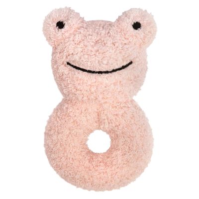 Doindute Baby Frog Soft Rattle Toy, Plush Frog Infant Shaker Rattle Easy-Grasp Stuffed Animal Toy, Gifts for Newborns Babies Toddlers Boys Girls, Pink, 6 Inches