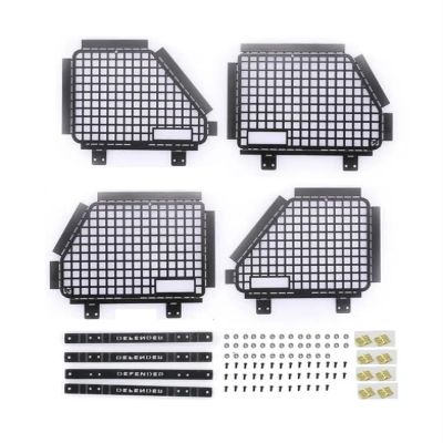 4pcs Foldable Metal Car Window Protective Net Compatible for 1/10 RC Crawler Car TRX-4 Defender