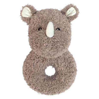 Doindute Baby Rhino Soft Rattle Toy, Plush Rhino Infant Shaker Rattle Easy-Grasp Stuffed Animal Toy, Gifts for Newborns Babies Toddlers Boys Girls, Brown, 6 Inches
