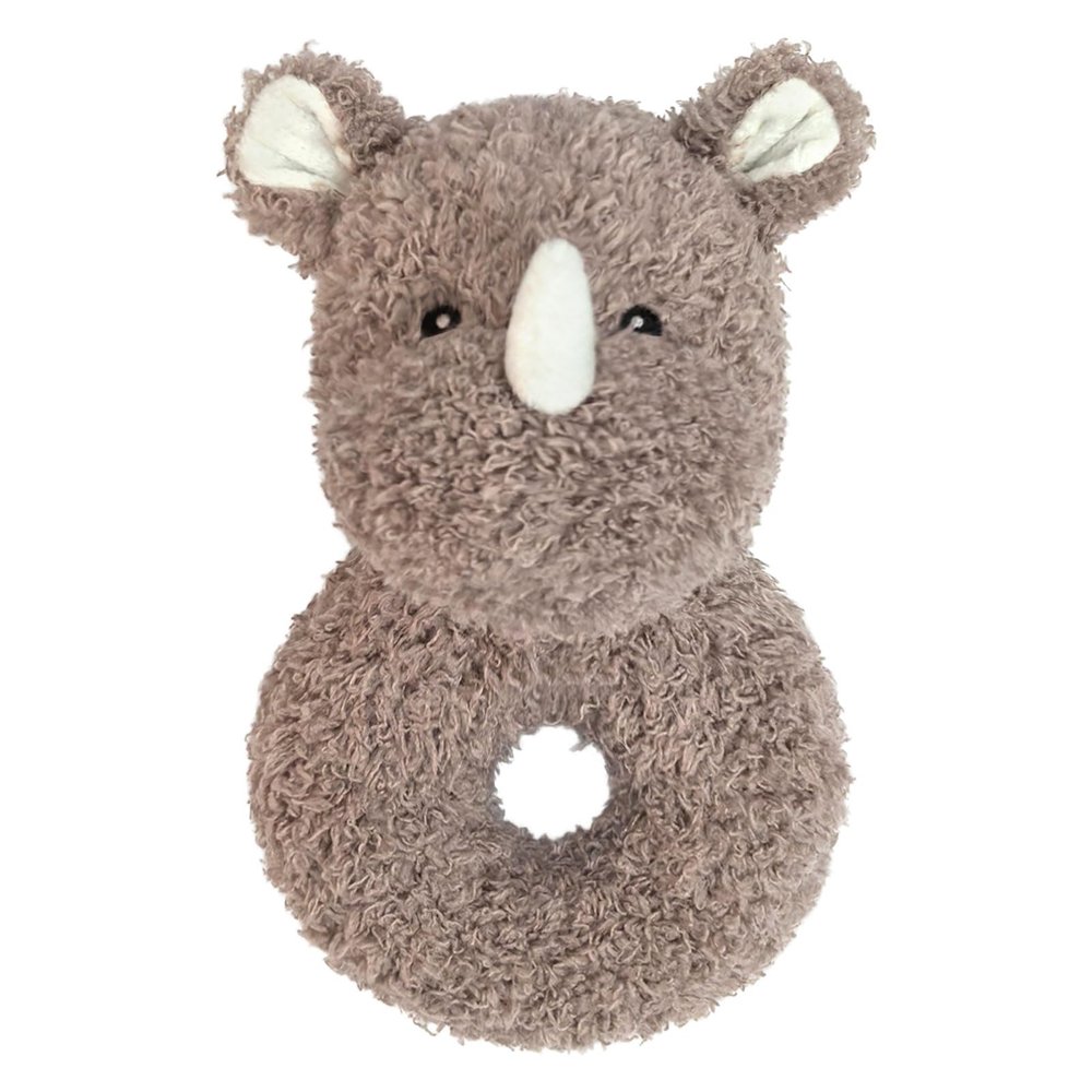 Doindute Baby Rhino Soft Rattle Toy, Plush Rhino Infant Shaker Rattle Easy-Grasp Stuffed Animal Toy, Gifts for Newborns Babies Toddlers Boys Girls, Brown, 6 Inches