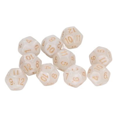 40pcs Polyhedral Dice, 12 Sided Dice Set, Clear Numbers Prevent Oxidation for Game Teaching (White)