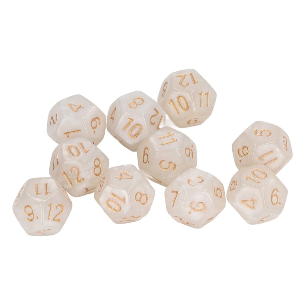 40pcs Polyhedral Dice, 12 Sided Dice Set, Clear Numbers Prevent Oxidation for Game Teaching (White)