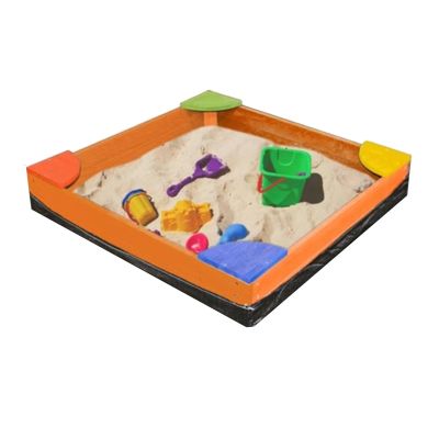 RSBQBATA Square Wooden Sand Box for Aged 3-8years, Sand Box with 4 Colorful Built-in Corner Seating, Outdoor Sandboxes for Backyard Garden