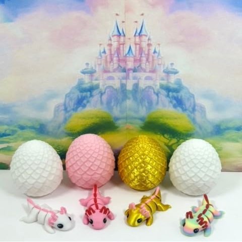 4pcs 3D Printed Articulated Mini Axolotl with Egg, Fidget Mini Axolotl Fidget Toy, Executive Desk Toy, Home Decor MA002