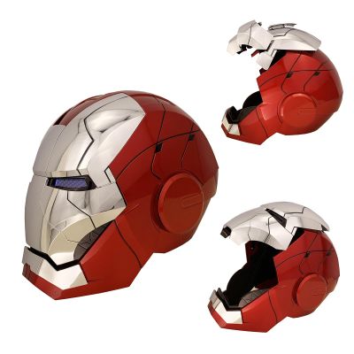 ATOKNG Iron Hero MK 5 1:1 Wearable Helmet :Voice, Touch, and Remote Control, Realistic Sound Effects, Can Cosplay and Collectible Figures for Man and Teen Ideal Gift Silver