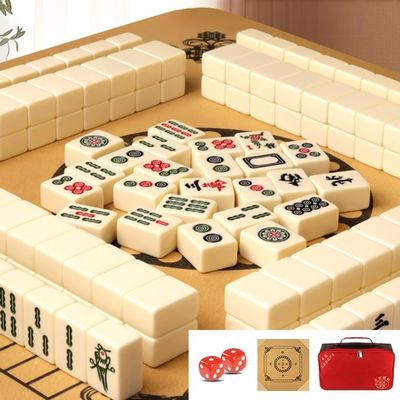Chinese Mahjong Game Set with 144 Tiles, Portable Traveling Mahjong Game for Chinese Games(36mm)