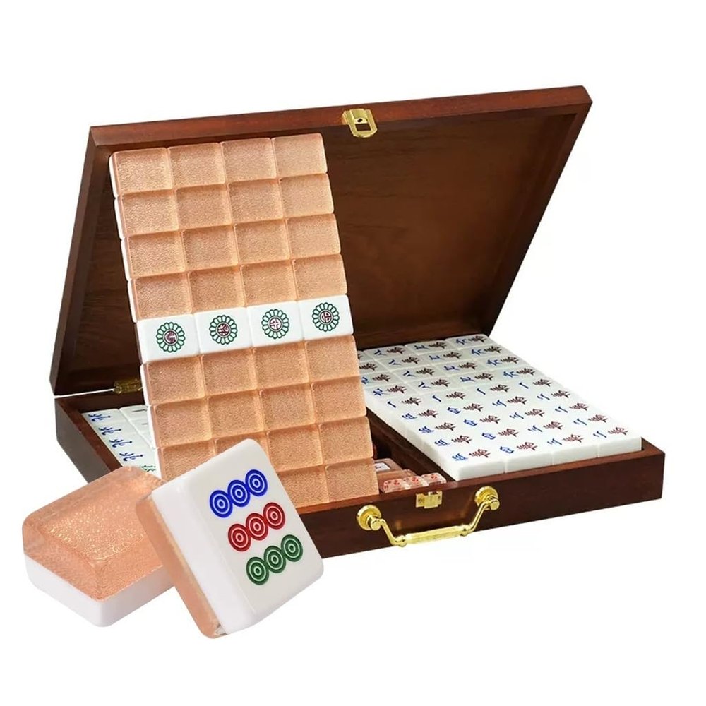 Chinese Mahjong Game Set 144 Pieces 38mm Mahjong Tiles, High Grade Home Hand Played Mahjong Tiles for Chinese Style Games