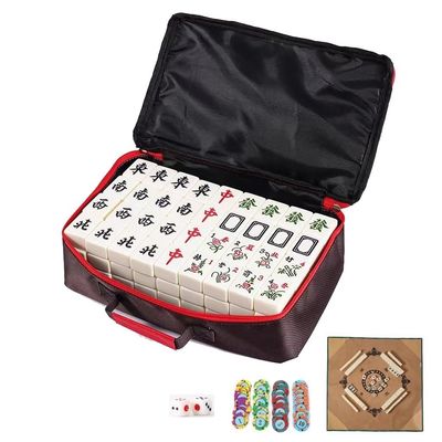 Chinese Mahjong Tiles, 144 Tiles Mahjong, Mahjong Game Set with Portable Travel Tote Bag, for Travel, Family Gathering(36mm)