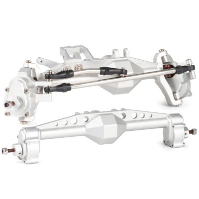 7075 Aluminum Offset Portal Axle with BTA Servo Mount for LCG Chassis 1/10 Cheater Rigs Axial Capra SCX10 III Comp Builds (Silver Set)