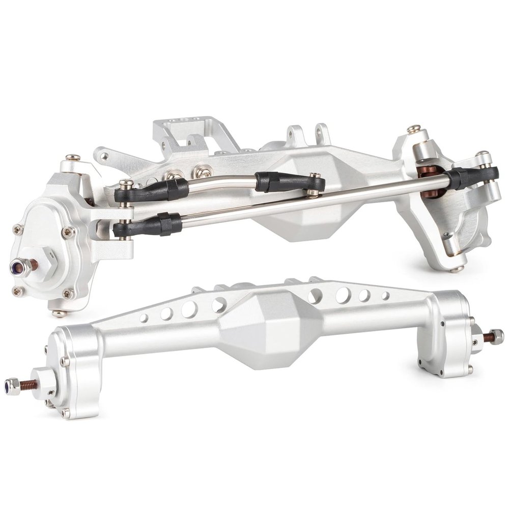 7075 Aluminum Offset Portal Axle with BTA Servo Mount for LCG Chassis 1/10 Cheater Rigs Axial Capra SCX10 III Comp Builds (Silver Set)