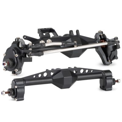 7075 Aluminum Offset Portal Axle with BTA Servo Mount for LCG Chassis 1/10 Cheater Rigs Axial Capra SCX10 III Comp Builds (Black Set)