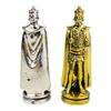32 Metal Chess Pieces Only- Middle Age British Empire Themed Cast Metal Chess Pieces- 2.6 inch Realistic English History Chessmen with Felt Bottom for Medium and Large Chessboards (Gold-Silver) view 3
